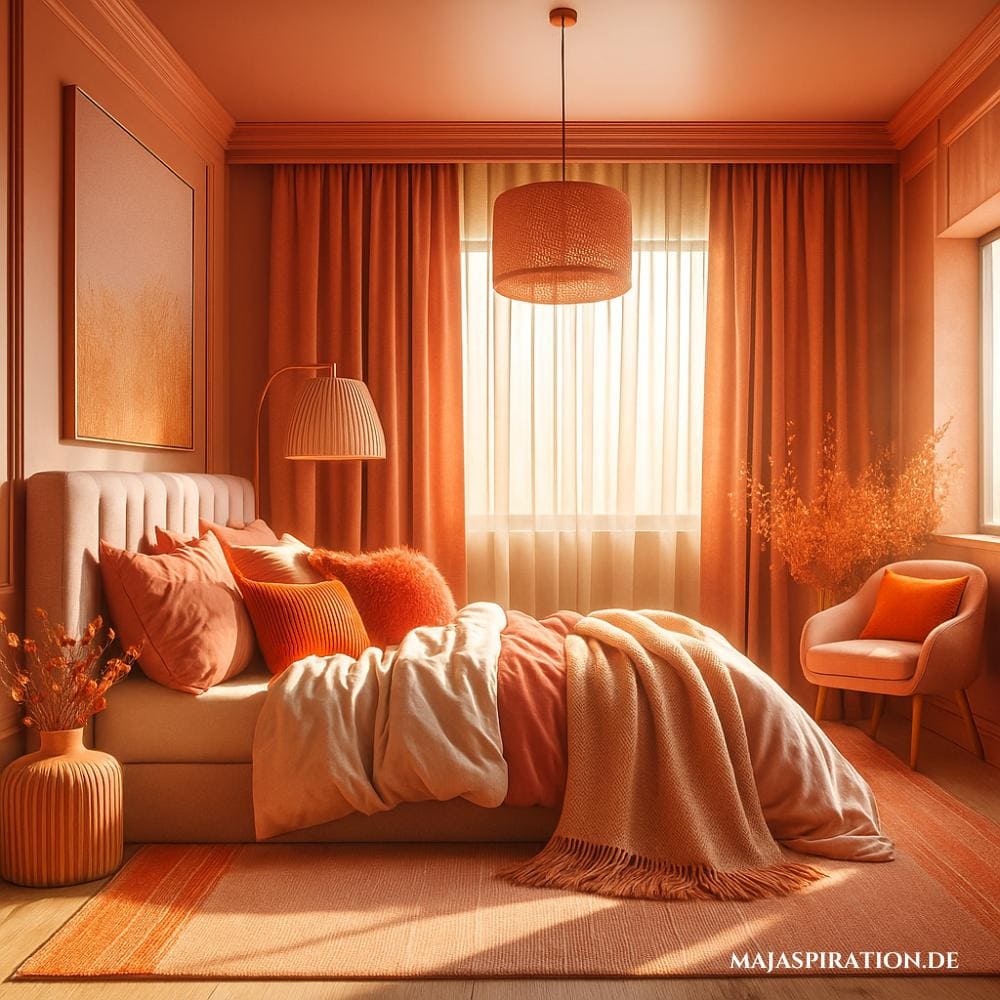 Bunte Schlafzimmer Idee in Rottönen