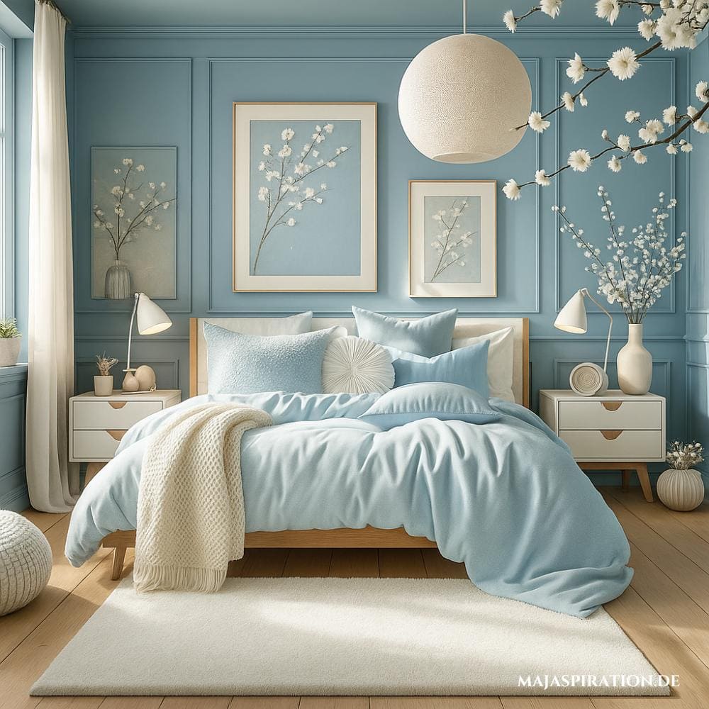 Bunte Schlafzimmer Idee in Hellblau