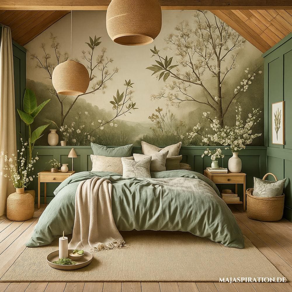Schlafzimmer mit Waldtheme