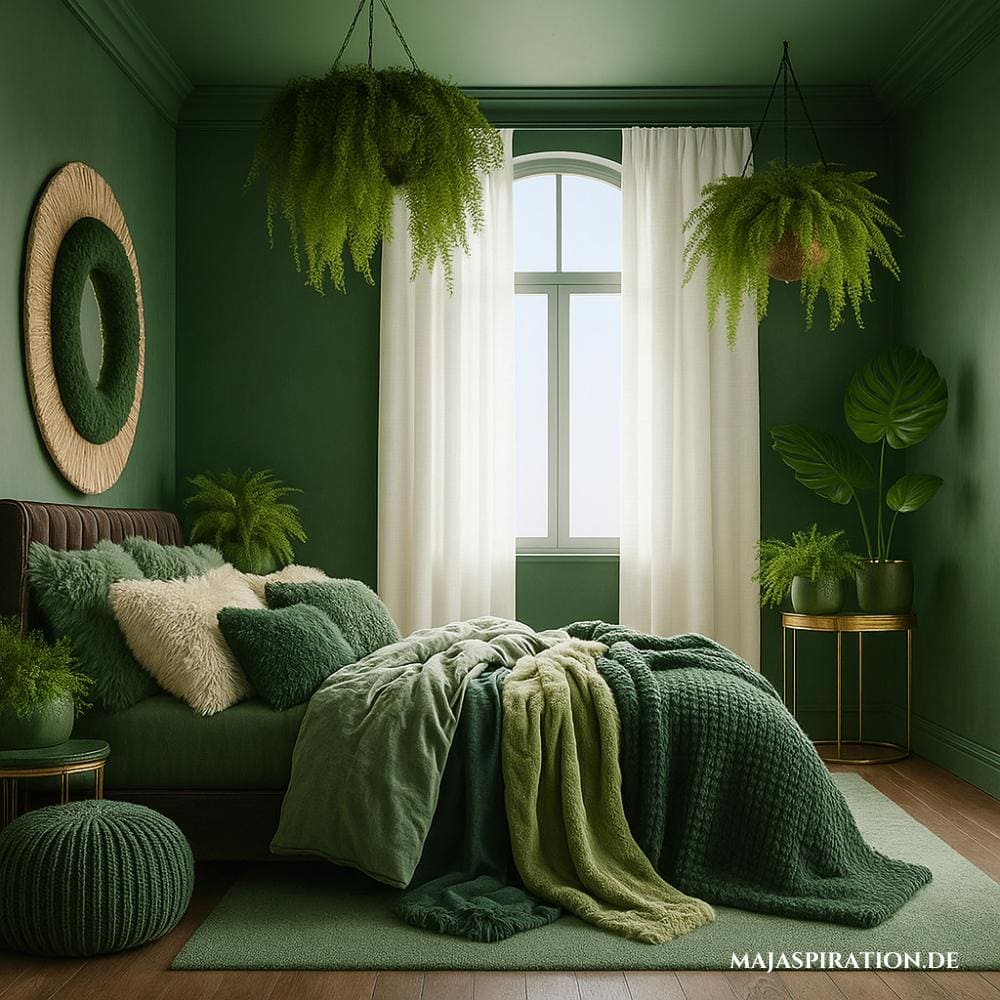 Bunte Schlafzimmer Idee in Grüntönen