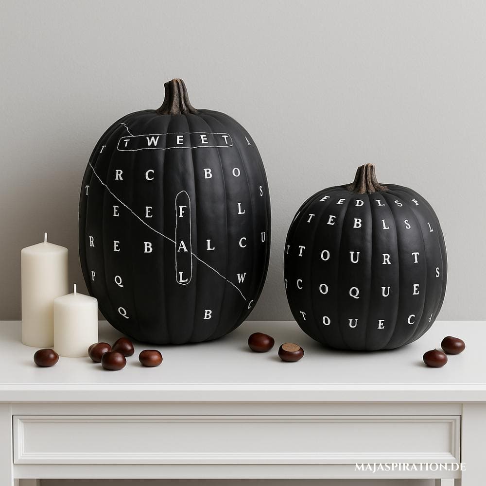 Kreativer Wortsuche Kürbis als DIY Herbstdekoration