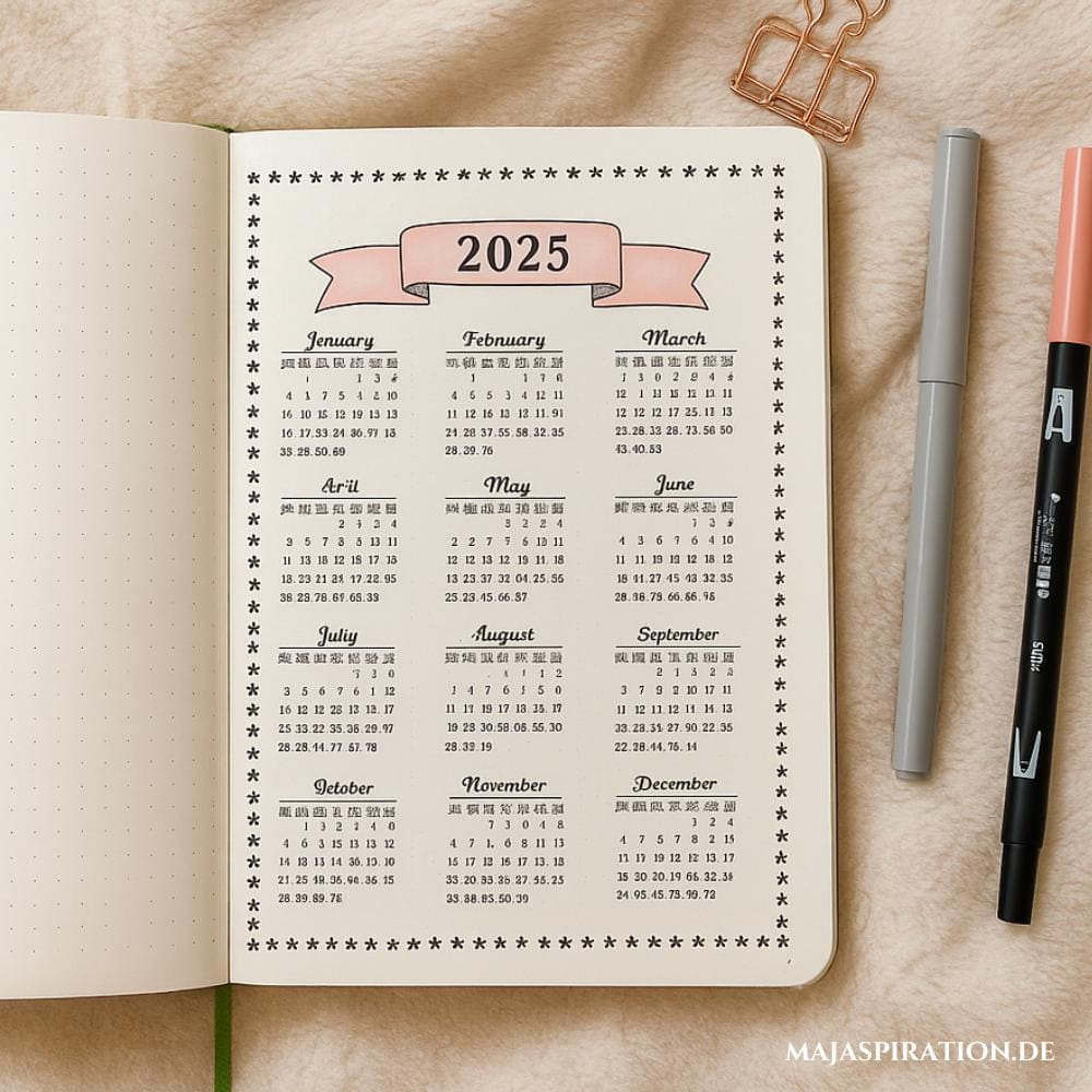 Jahresübersicht Bullet Journal Idee