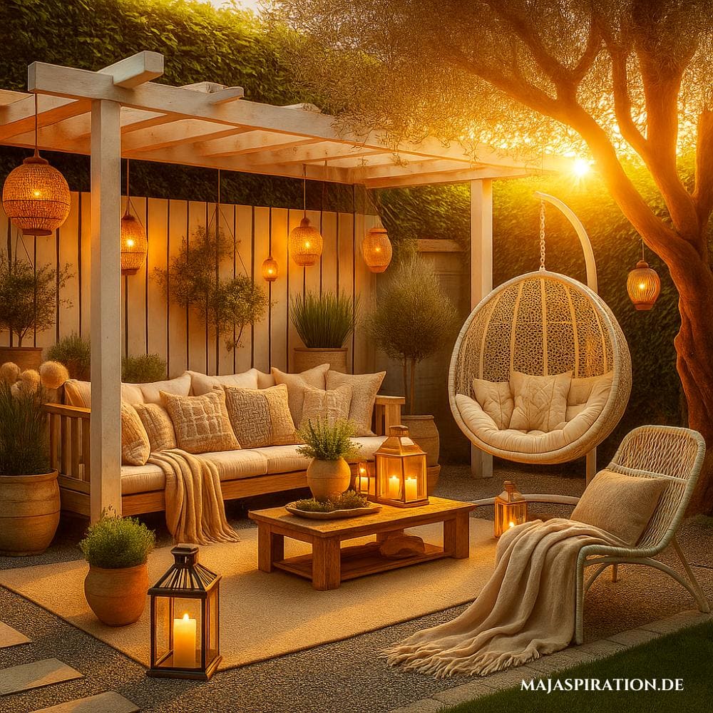Idee für eine offene Terrasse im Garten