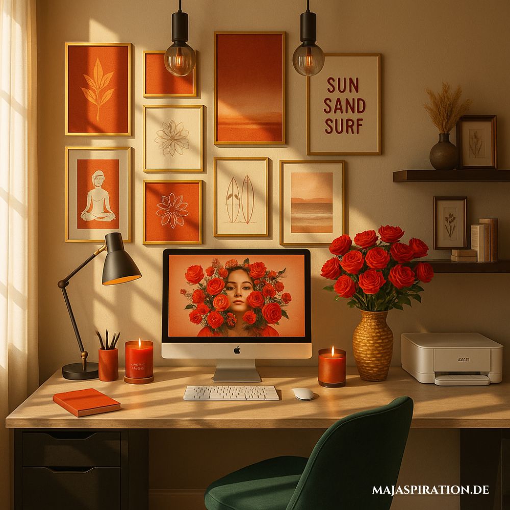 Home Office dekorieren mit Farbe und Pflanzen
