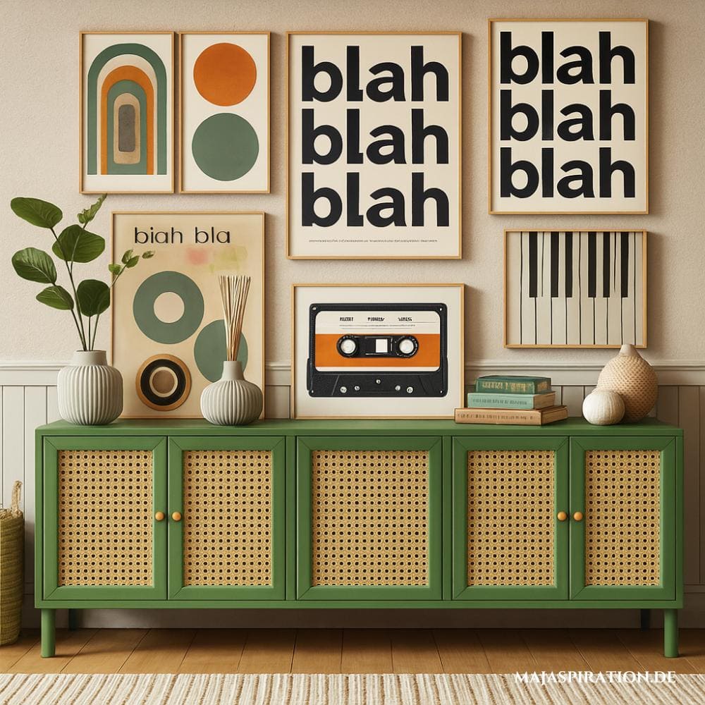 Grüne Rattan Kommode im Retro Stil