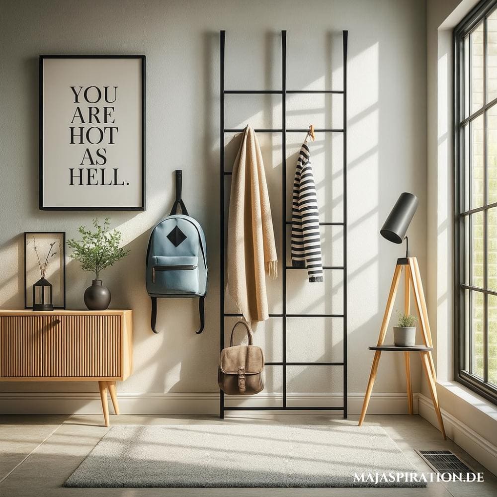Leiter als Garderobe Idee