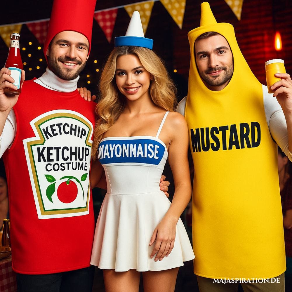 Kostümidee zu dritt mit Mayo, Ketchup und Senf
