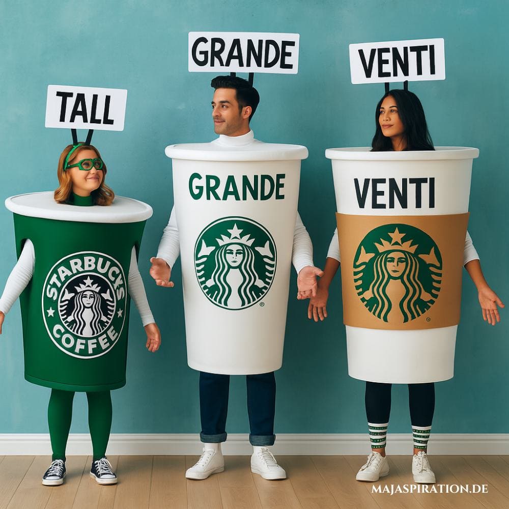 Kostümidee zu dritt Starbucks Tall, Venti und Grande