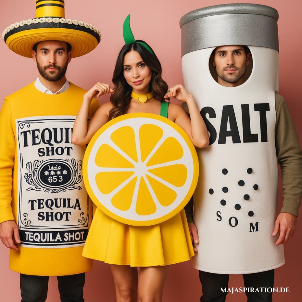 Kostümidee zu dritt als Tequila Shot