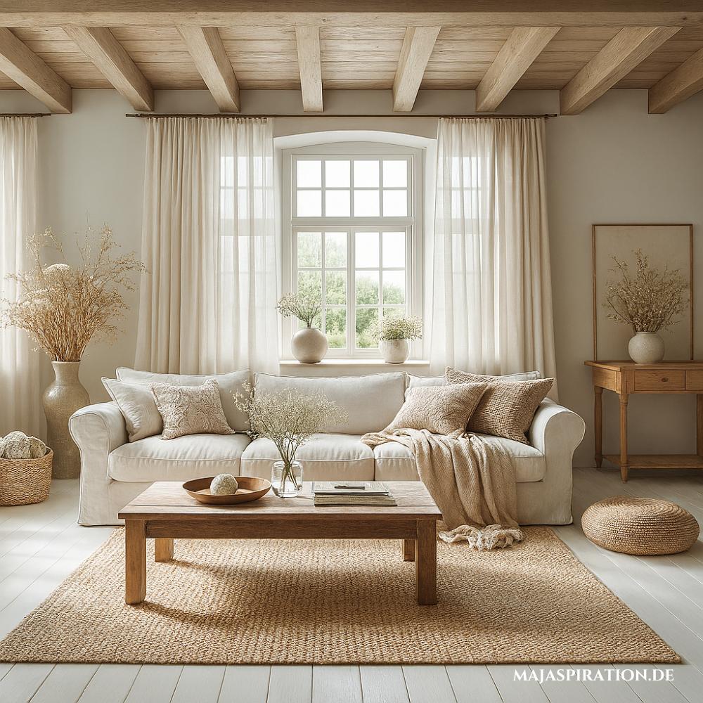 Wohnzimmer im Landhausstil mit Teppich