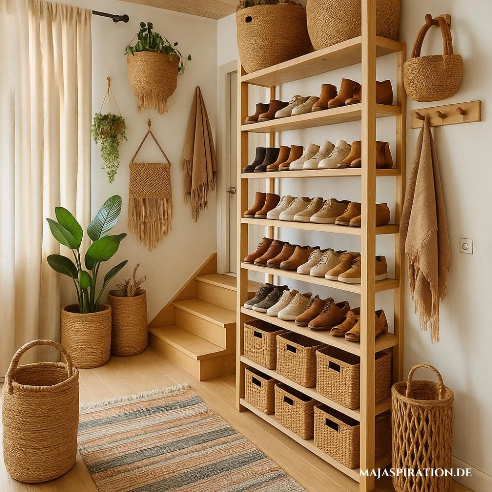Platzsparendes Schuhregal in Boho Flur