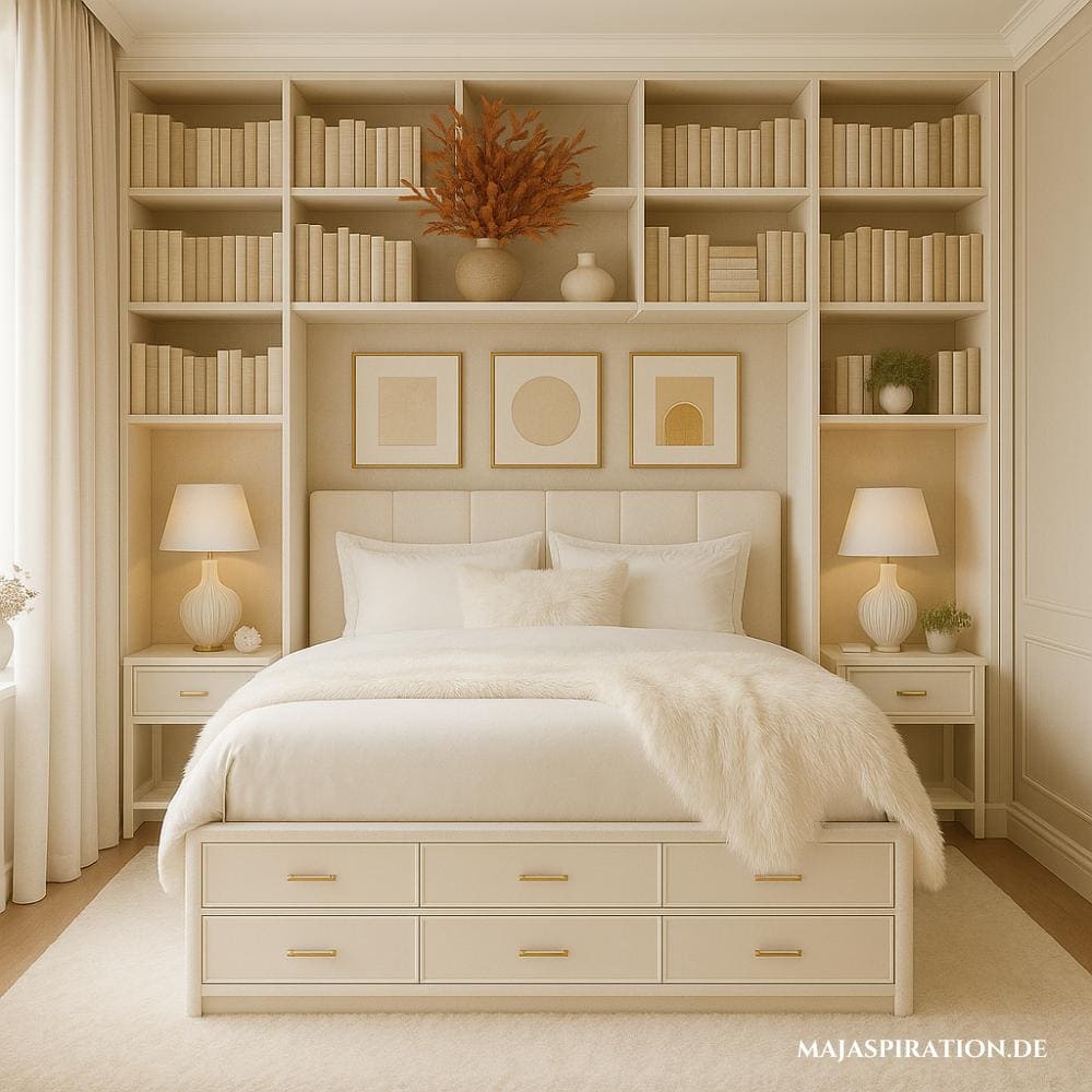 Buntes Schlafzimmer mit Stauraum Ideen unter dem Bett