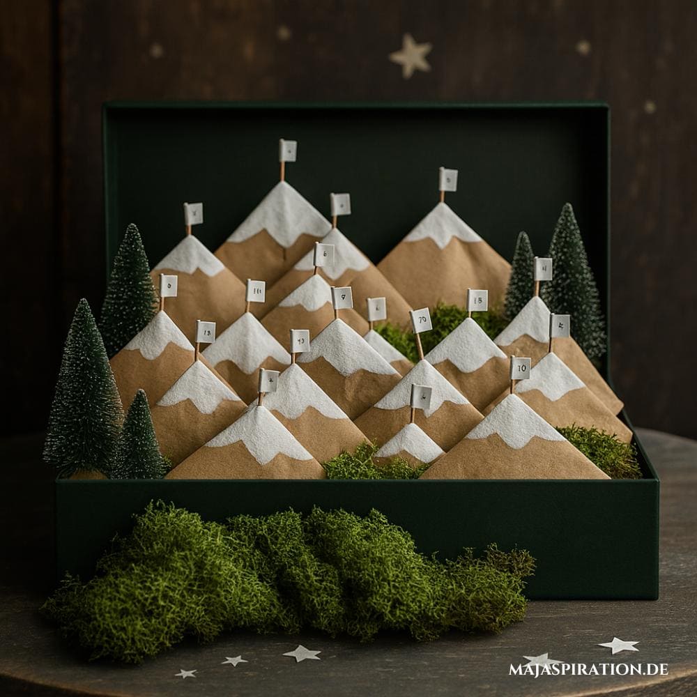 Berge aus Kaffeefiltern als Adventskalender