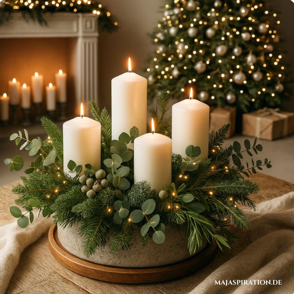 Adventskranz in Dekoschale