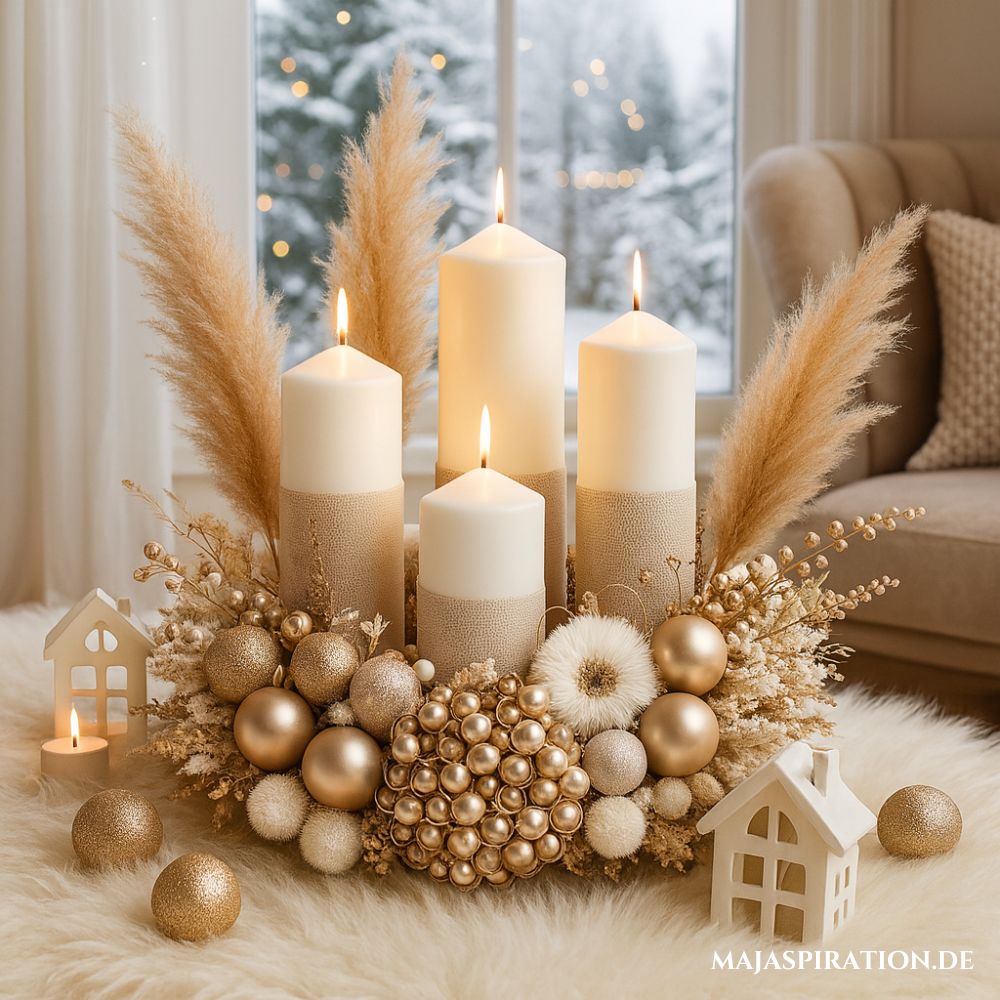 Adventskranz mit Pampasgras