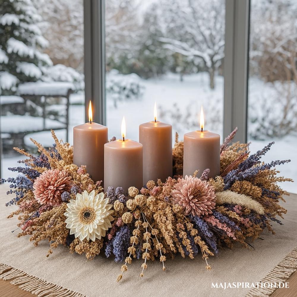 Adventskranz im Boho Stil