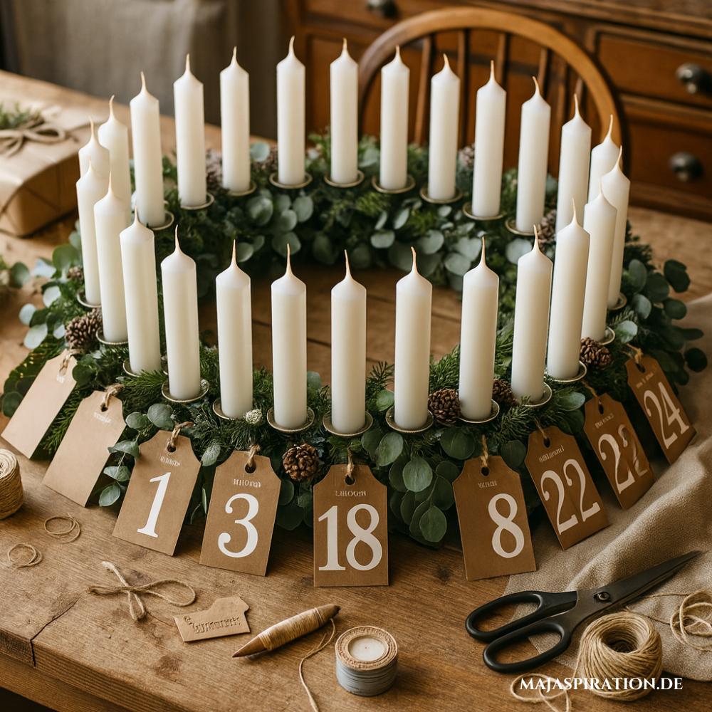 Adventskranz mit 24 Kerzen