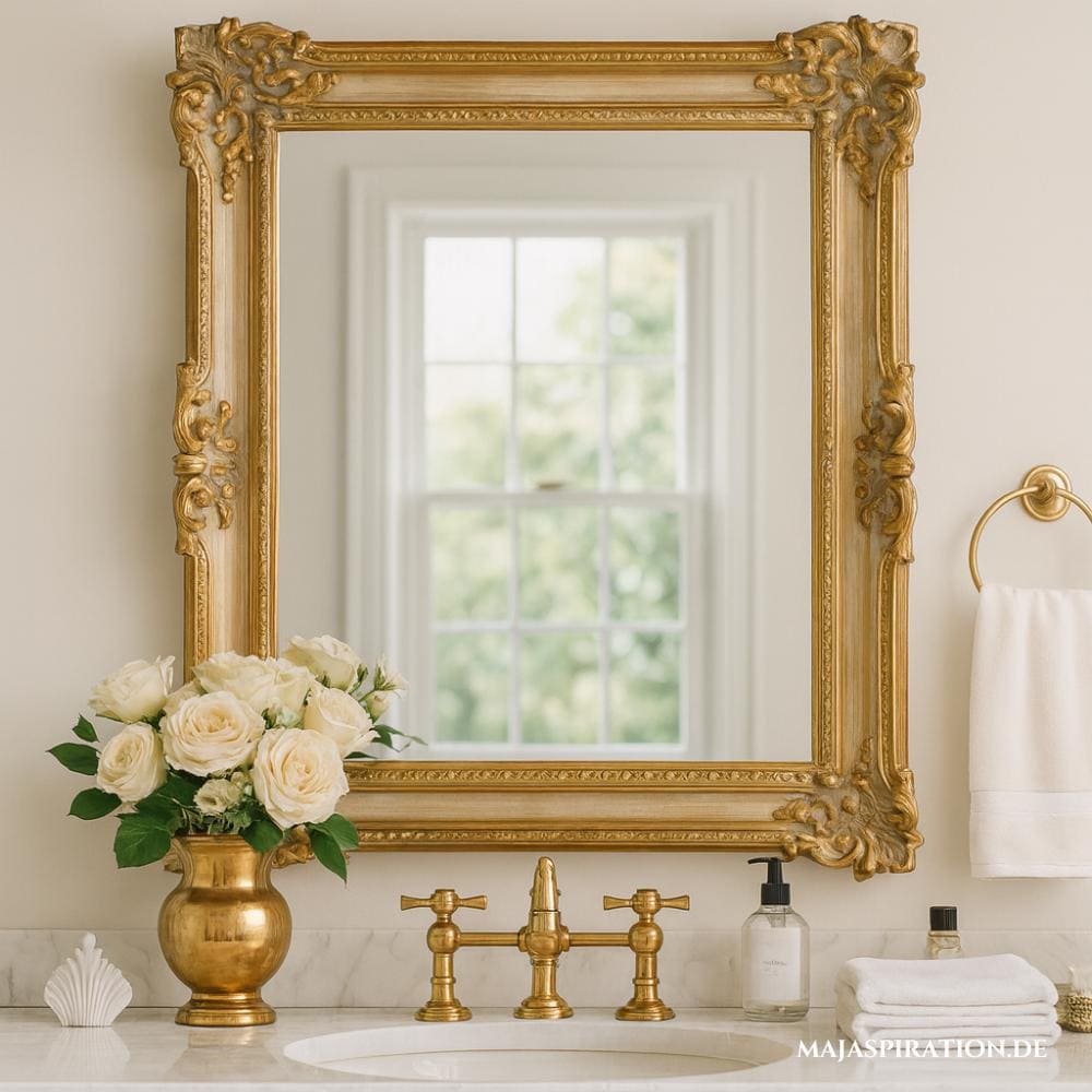 Goldener Barockspiegel als Home Decor Idee für das Bad