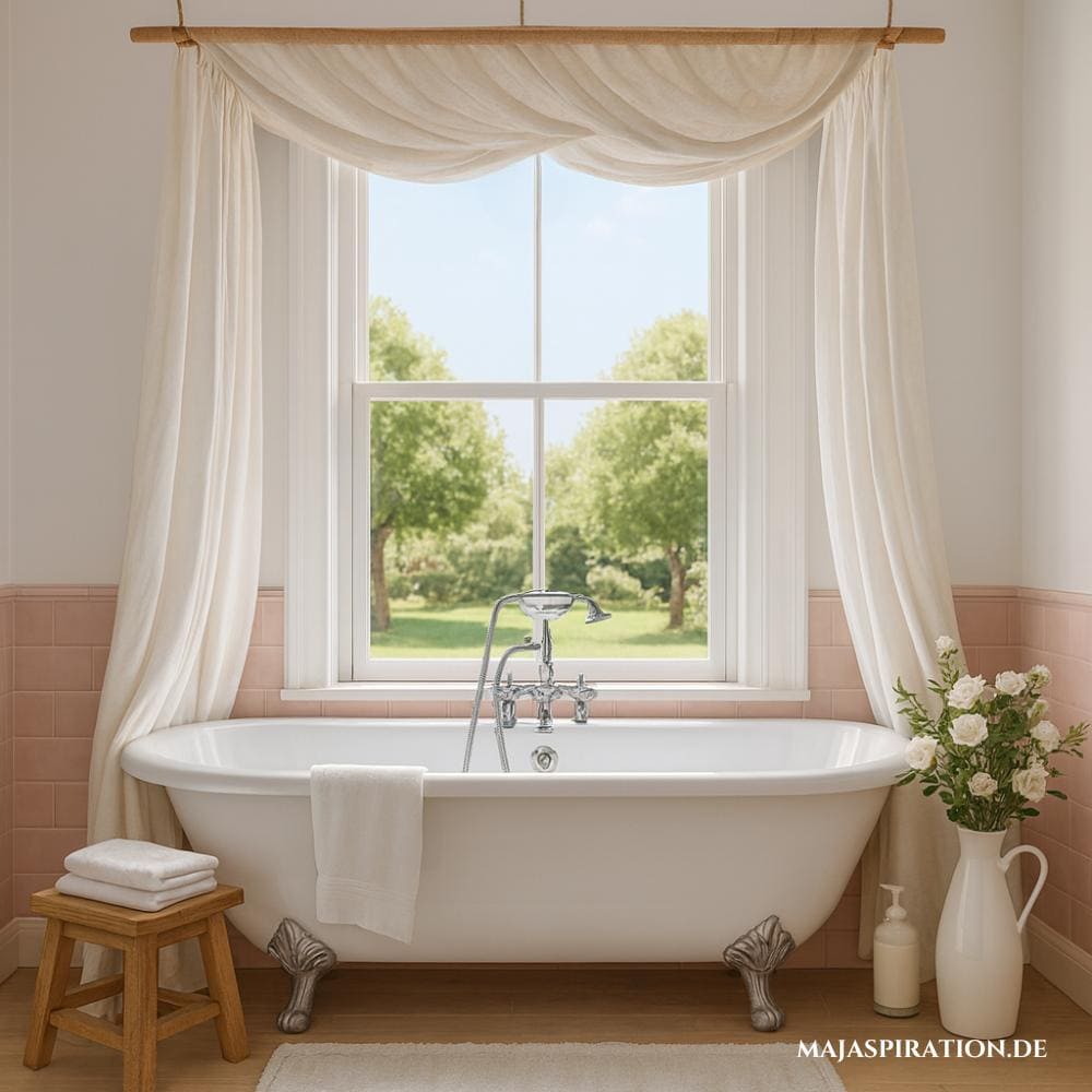 Badezimmer Makeover Idee mit Baldachin über Badewanne