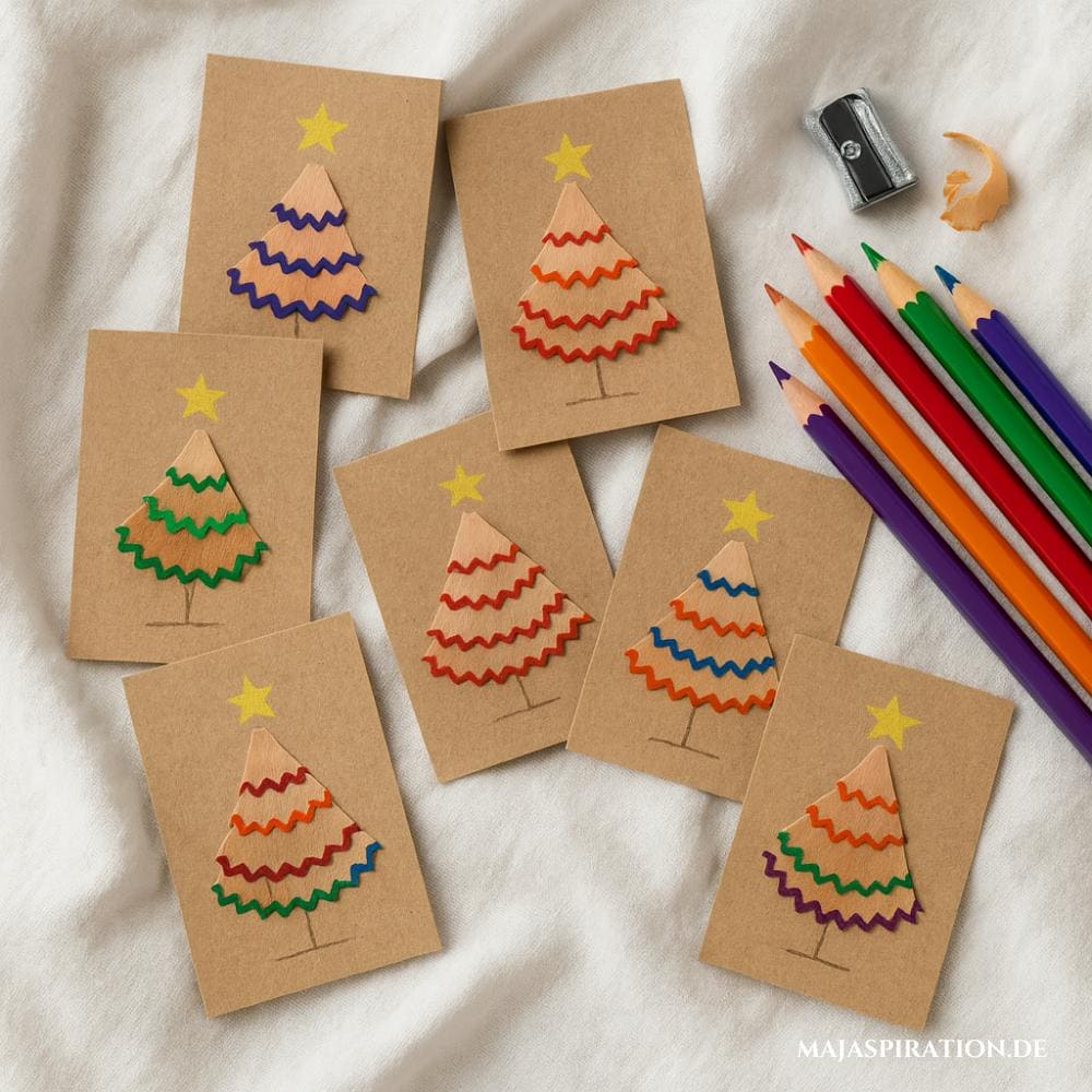 DIY Weihnachtskarte mit Stiftspänen