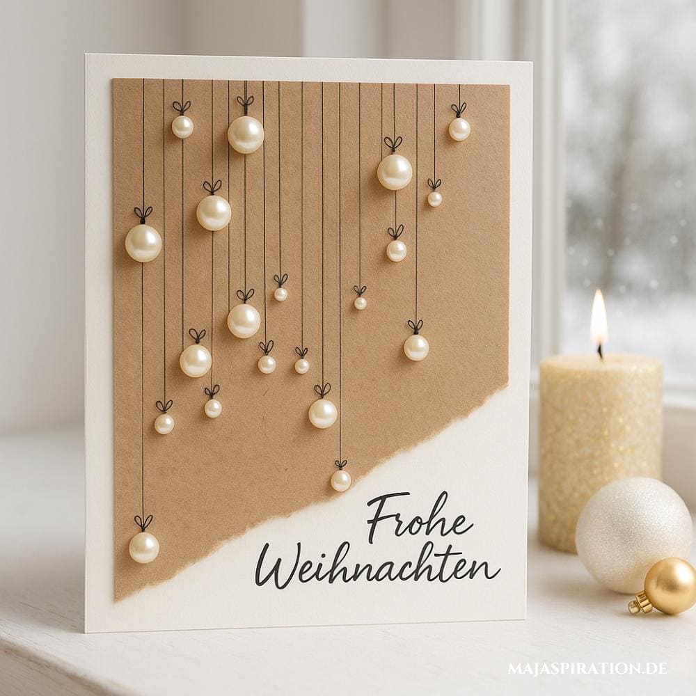 DIY Weihnachtskarte mit Perlen als Ornamente