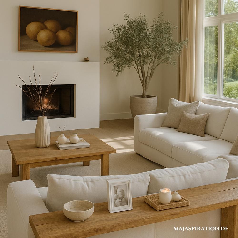 Wohnzimmer mit Konsolentisch hinter der Couch