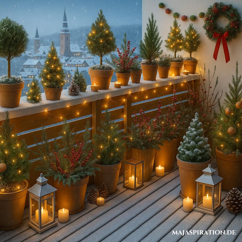 Winterliche Pflanzen Arrangements für den Balkon