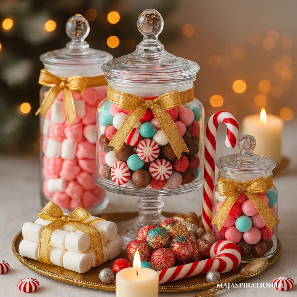 Weihnachtsdeko Idee mit Süßigkeiten im Bonbonglas
