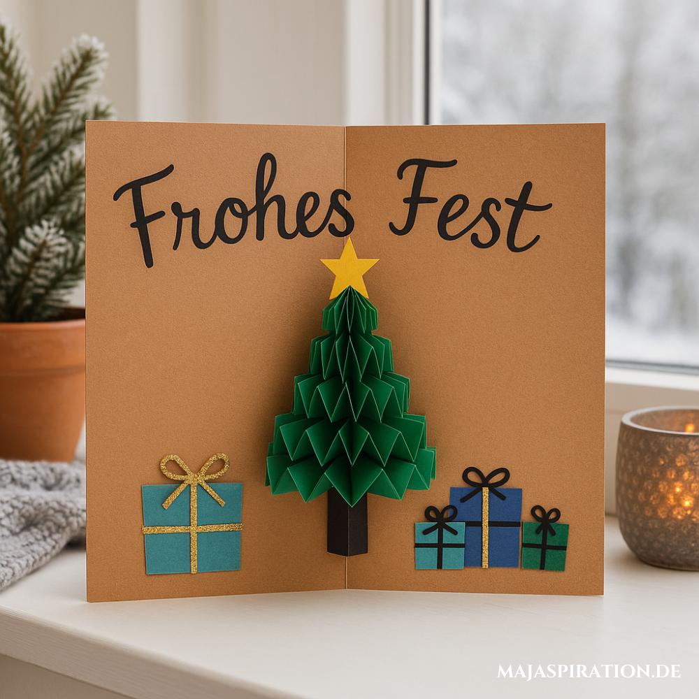 DIY Weihnachtskarte mit Faltbaum in der Mitte