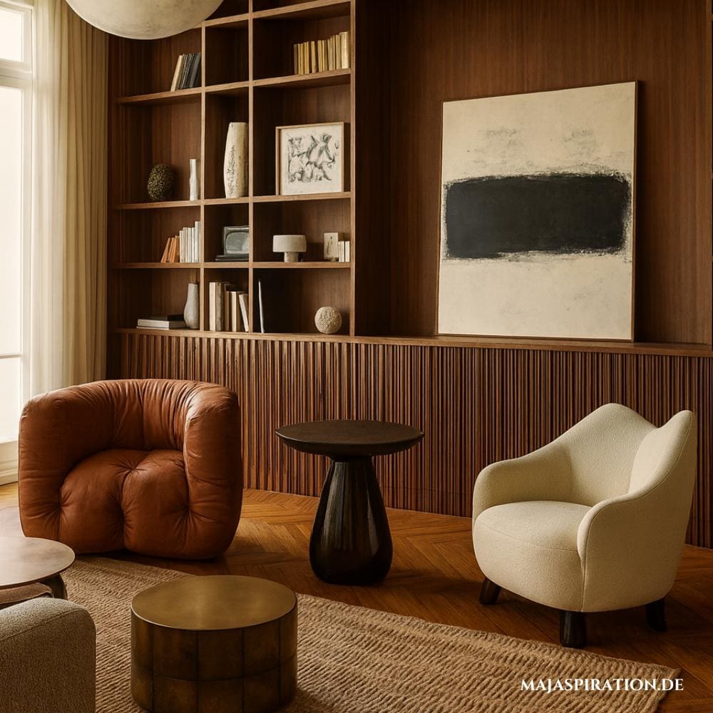 Mid Century Wohnzimmer mit ausgefallenen Sitzsesseln