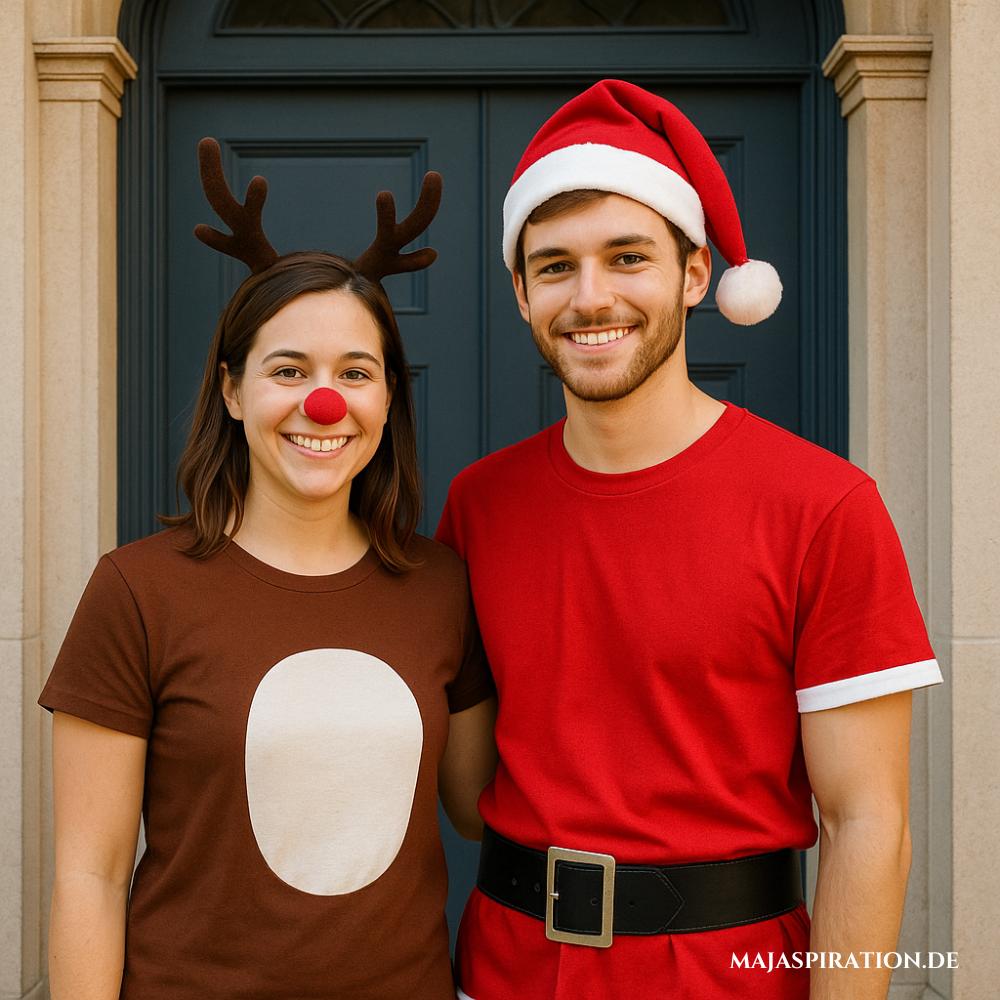 Paarkostümidee als Rudolph und Weihnachtsmann