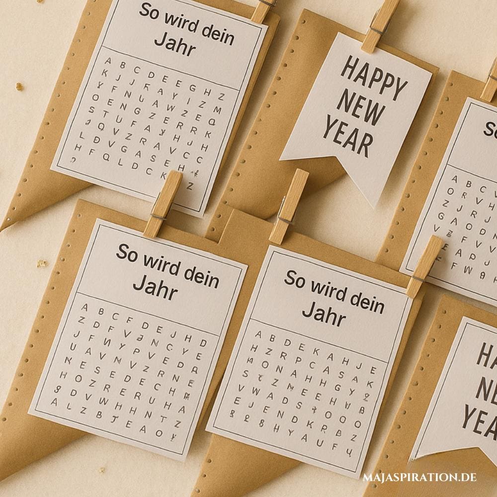 Wort-Suchspiel für Silvester als Neujahrs Mitbringsel Idee