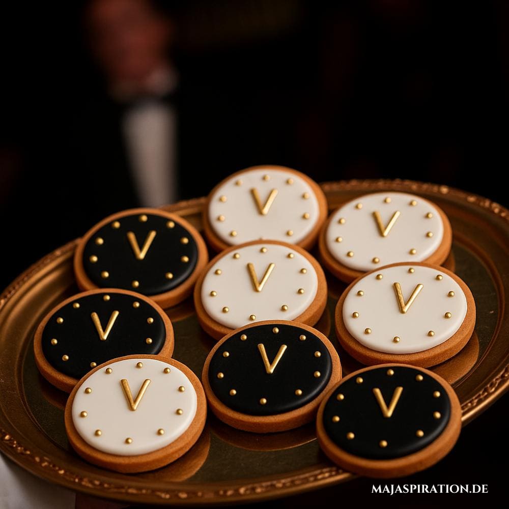 Amerikaner mit aufgemaltem Uhr-Motiv als Neujahrs Mitbringsel Idee