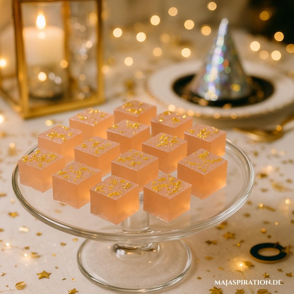 Rosé Jell-O-Shots mit Glitzer für Silvester Party