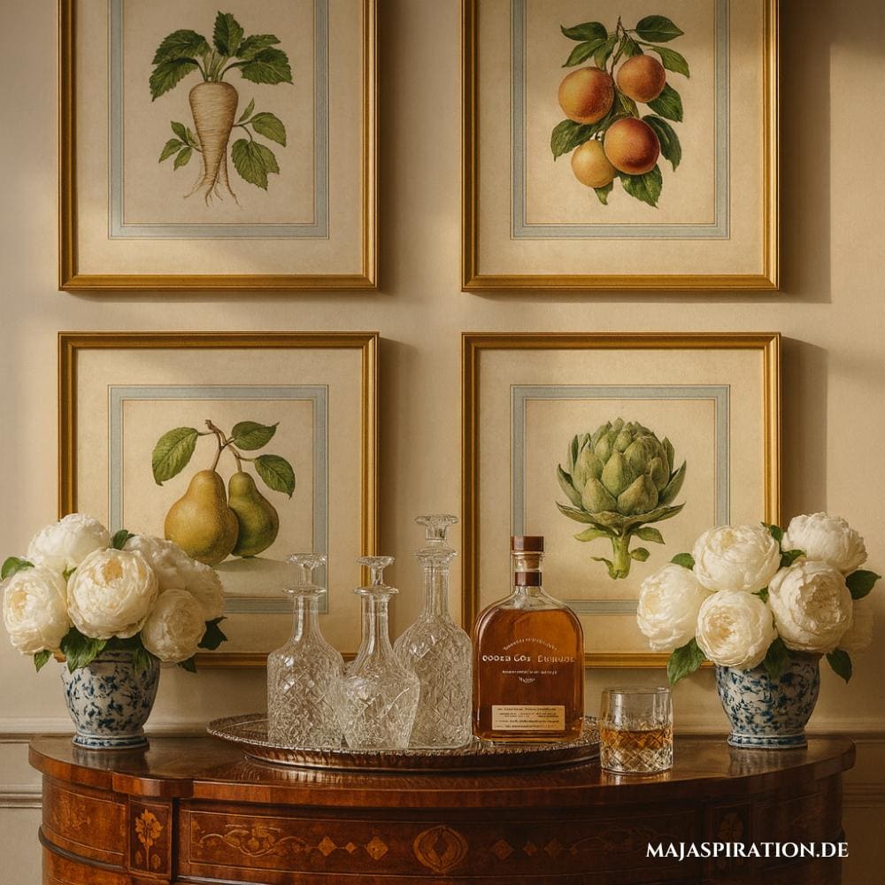 Home Bar Idee im nostalgischen Look und Wandbildern
