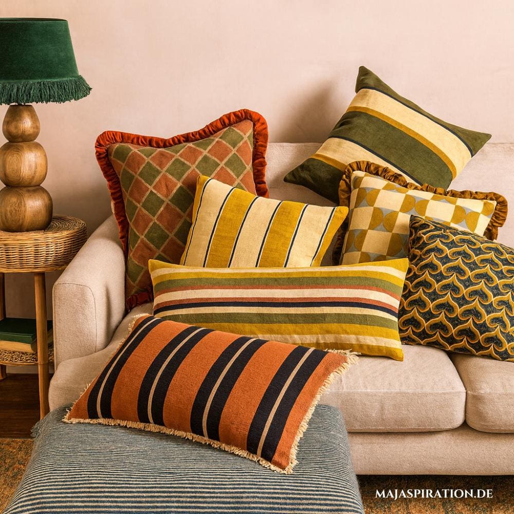 Home Decor mit bunten Kissen auf der Couch