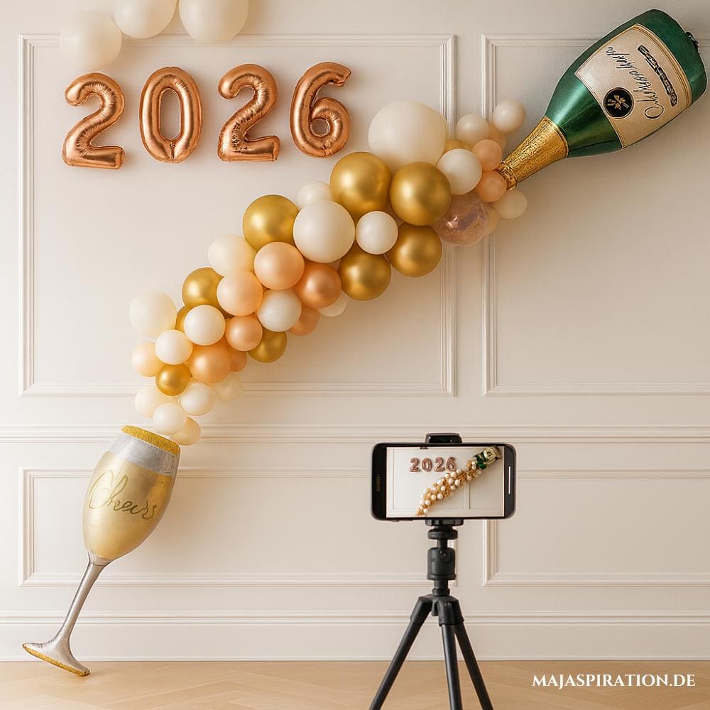 Champagnerflasche-Luftballons als Silvester Deko Idee