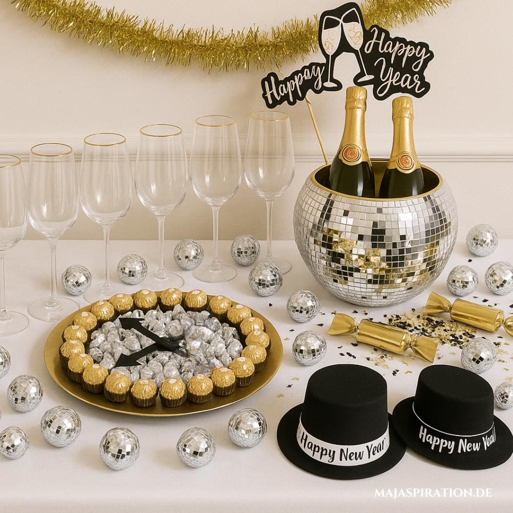 DIY Rocher-Uhr als Silvester Deko Idee