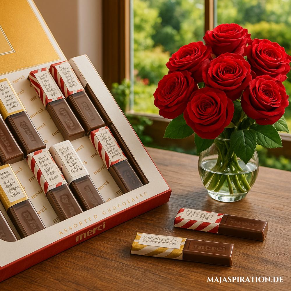 Schokoriegel mit kleinen Botschaften als Geschenk zum Valentinstag