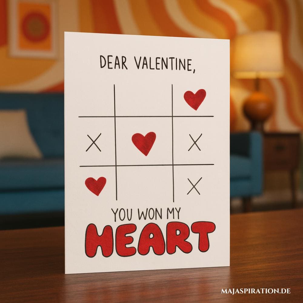 Humorvolle Idee für DIY Valentinstagskarte als Spiel