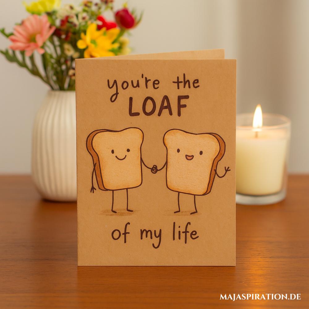 Loaf of my life Valentinstagskarte aus Kraftpapier