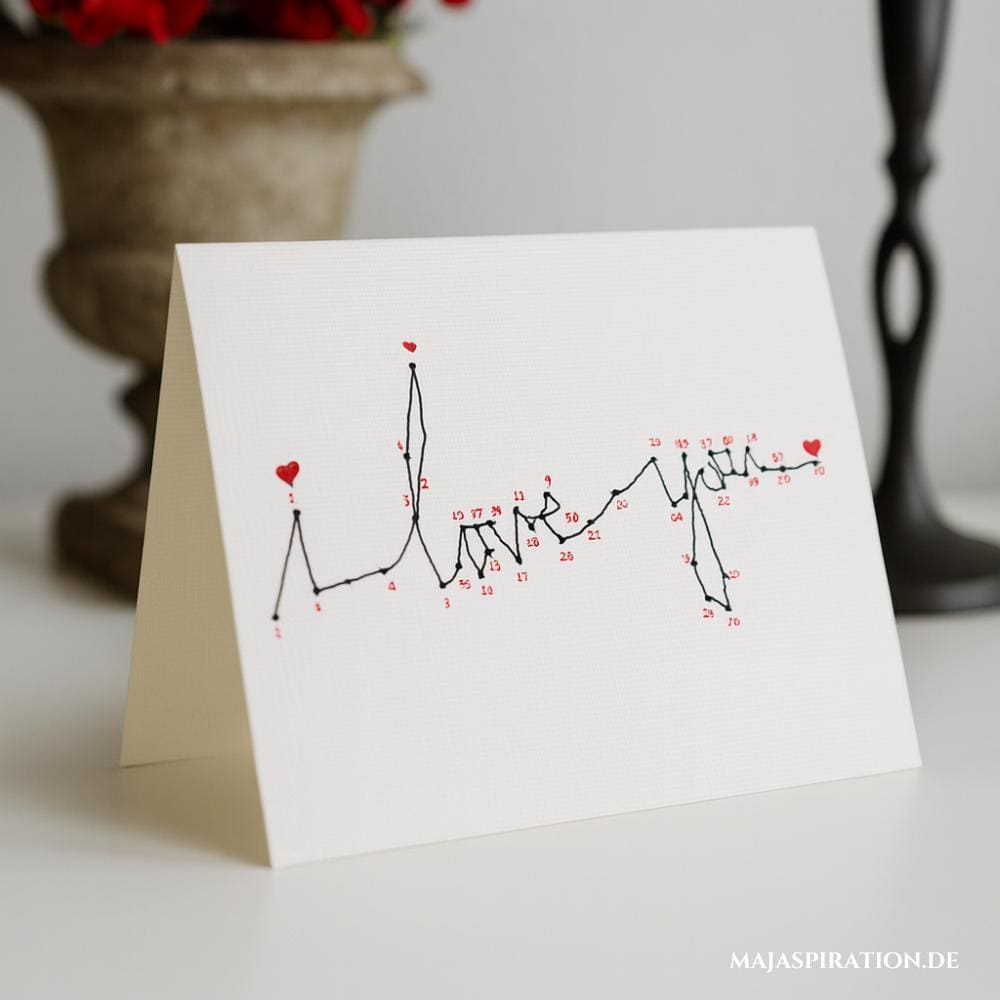 Selbstgemachte Karte für Valentinstag mit Malen-nach-Zahlen