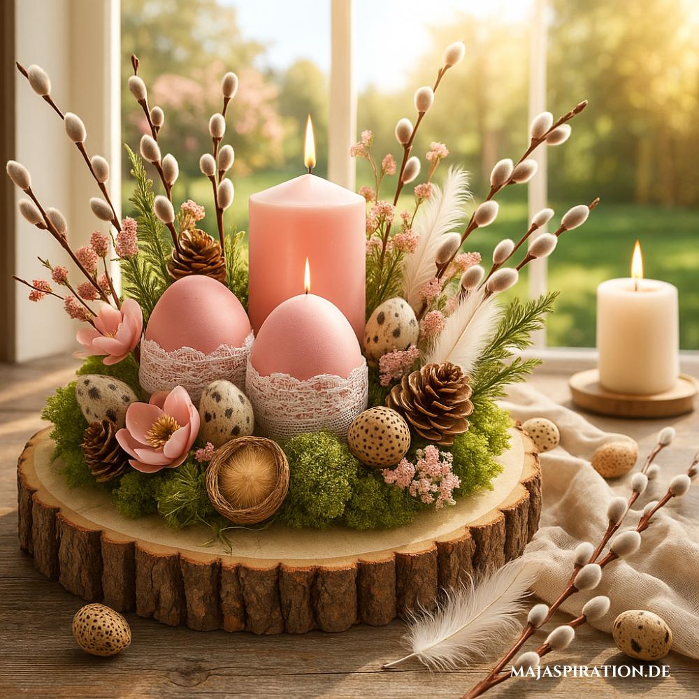 Natürliche Frühlingsdeko mit Weidekätzchen