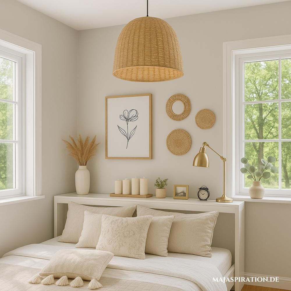 Konsole hinter Bett als Deko Idee für das Schlafzimmer