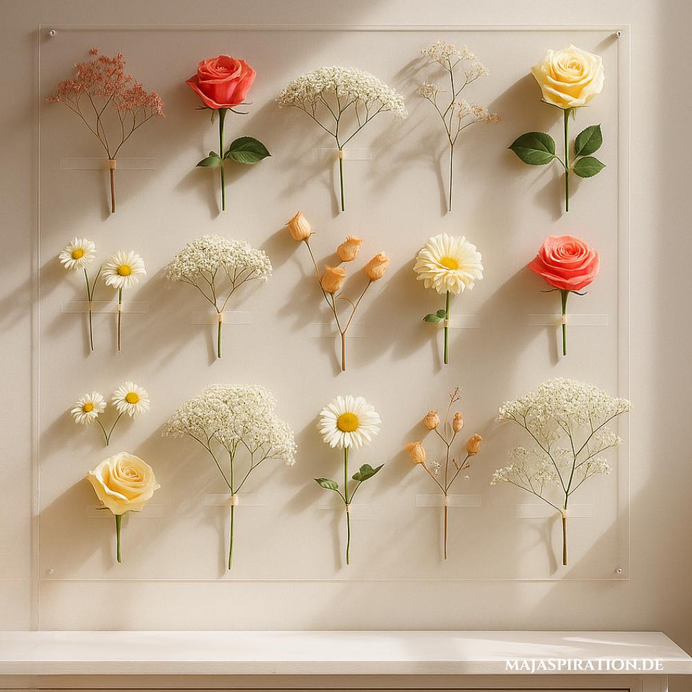 Dekowand mit Trockenblumen