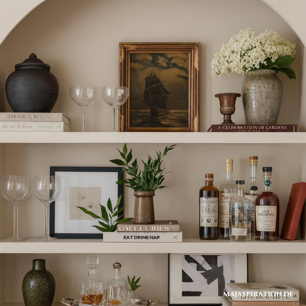 Home Bar als Deko Idee für das Wandregal