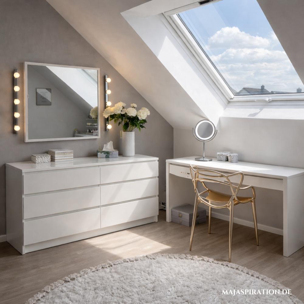 Schminkecke unter der Dachschräge einrichten