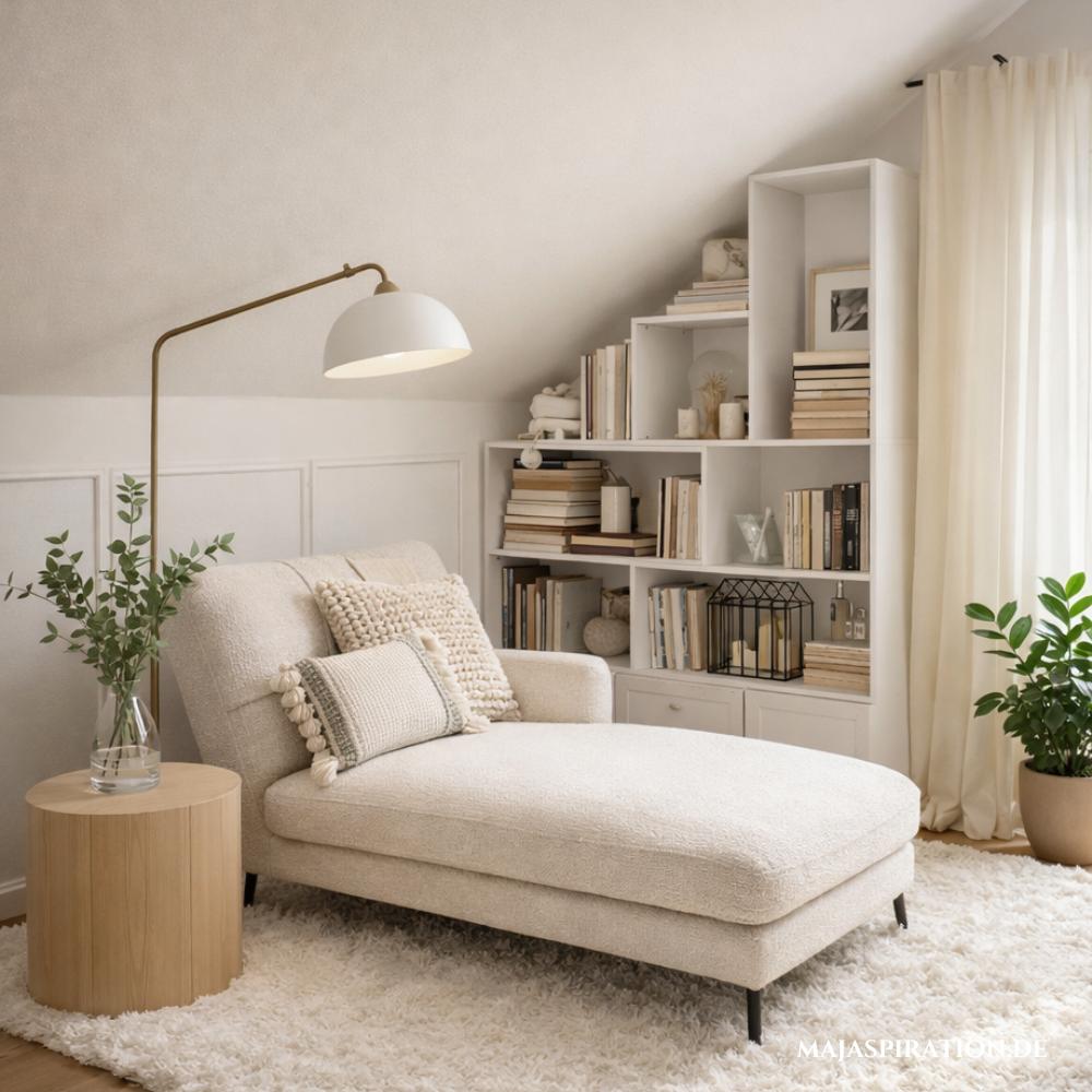 Leseecke unter einer Dachschräge gestaltet