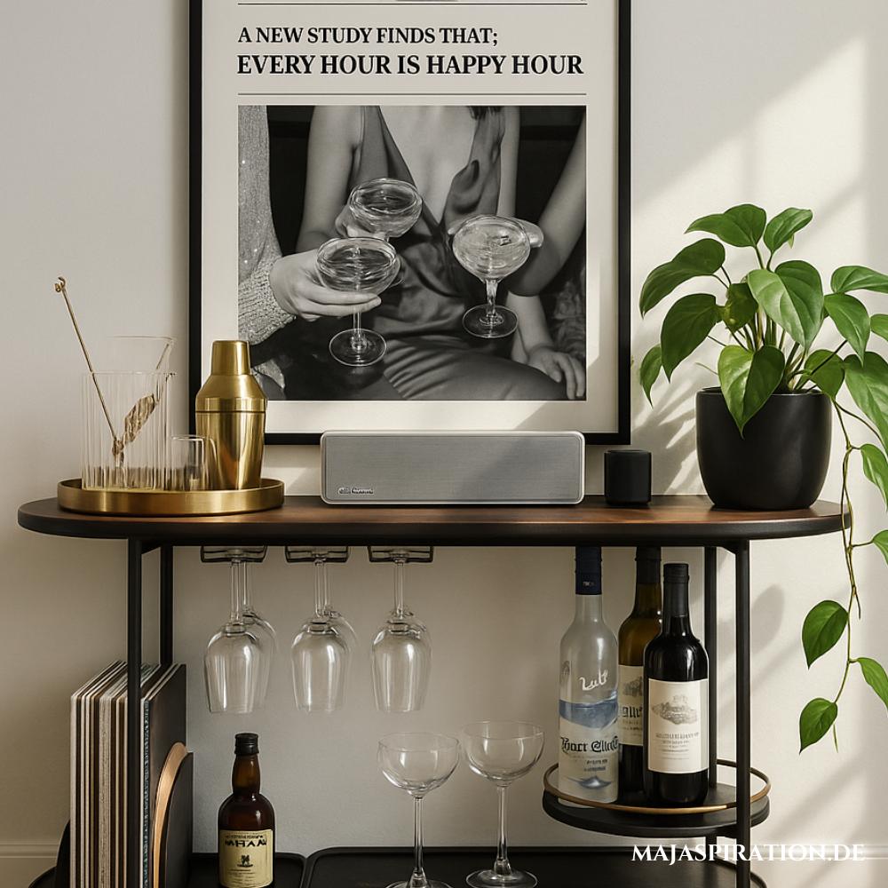 Servierwagen als kleine Homebar im Wohnzimmer