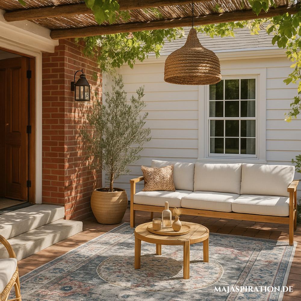 Outdoor Teppich für die Terrassengestaltung im südlichen Flair